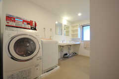 シャワールームの手前には、洗濯機＆乾燥機と洗面台が設置されています。(2014-03-17,共用部,OTHER,1F)