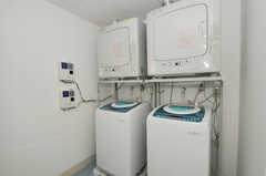 洗濯機・乾燥機の様子。乾燥機のみコイン式です。(2010-10-15,共用部,LAUNDRY,1F)