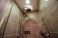 シャワールームの様子。ひまわりの様なシャワーヘッドが付いています。(2014-05-27,共用部,BATH,2F)