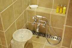 洗い場の様子。蛇口やシャワーも曲線がキレイな逸品。(2014-05-27,共用部,BATH,1F)