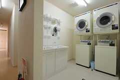 リビングの先にある洗面台と洗濯機・乾燥機の様子。(2012-03-29,共用部,LAUNDRY,1F)