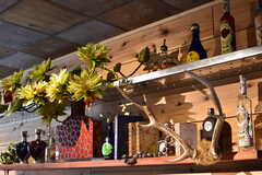 バーカウンターの棚には鹿の角など派手な飾り付けがされています。(2018-07-03,共用部,OTHER,1F)