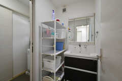 脱衣室に設置された洗面台。(2022-03-01,共用部,WASHSTAND,1F)