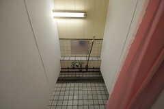 シャワールームの様子。脱衣スペースはカーテンで仕切ります。(2012-02-10,共用部,BATH,1F)