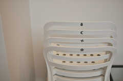 部屋のサインが振られた椅子の様子。(2014-02-03,共用部,KITCHEN,1F)