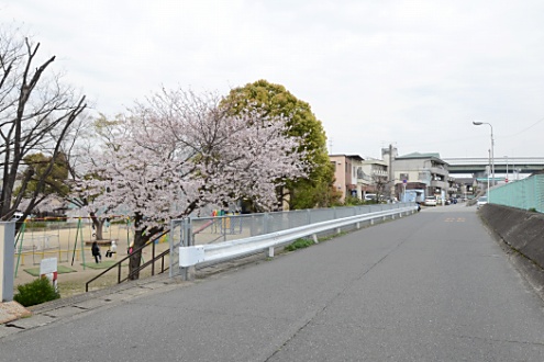 シェアハウスから阪神なんば線・出来島駅へ向かう道の様子。(2013-04-01,共用部,ENVIRONMENT,1F)