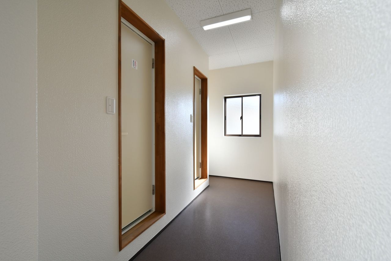 廊下の様子。左手に2室トイレが並んでいます。奥に洗面台があります。(2020-10-20,共用部,OTHER,2F)