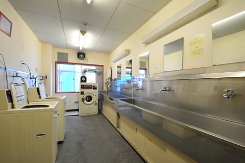 コイン式の洗濯機・乾燥機、洗面台の様子。(2014-03-20,共用部,LAUNDRY,3F)