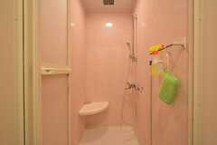 シャワールームの様子。ピンク色です。(2016-01-26,共用部,BATH,1F)