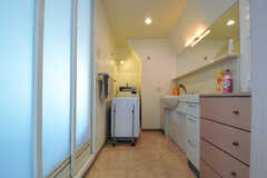 脱衣室には、洗濯機＆乾燥機と洗面台が設置されています。(2013-05-23,共用部,BATH,5F)
