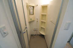 シャワールームの様子。コインの投入機がありますが、シャワーの使用は無料です。(2013-05-23,共用部,BATH,2F)