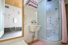 脱衣室にはシャワーブースも設置されていて、バスルームとカーテンで仕切れます。(2013-03-28,共用部,BATH,2F)
