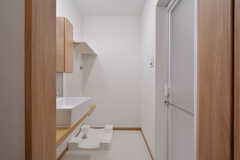 脱衣室の様子。洗面台と洗濯機置場が設置されています。（202号室）(2023-04-26,専有部,ROOM,2F)