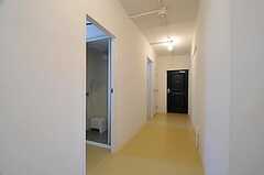 廊下の様子。左の壁の手前の扉がシャワールームです。(2011-04-04,共用部,OTHER,1F)