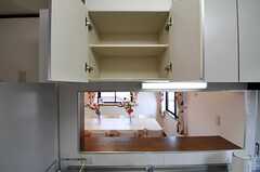 吊り戸棚の様子。部屋ごとに収納スペースが分けられています。(2012-04-09,共用部,KITCHEN,3F)