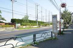 最寄のバス停。駅前はバスが便利です。反対の斜線にも2つバス停が並んでいます。(2014-07-29,共用部,ENVIRONMENT,1F)