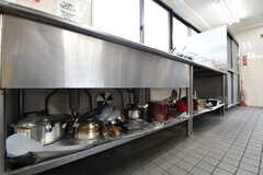 シンクの下は共用の鍋やフライパンが収納されています。(2019-02-07,共用部,KITCHEN,1F)