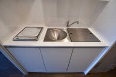 キッチンは洗面台を兼ねたパウダーキッチン。（A-210号室）(2020-12-18,専有部,ROOM,2F)