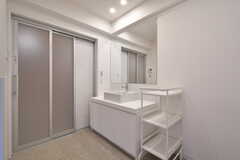 脱衣室の様子。洗面台が設置されています。(2020-03-26,共用部,BATH,1F)