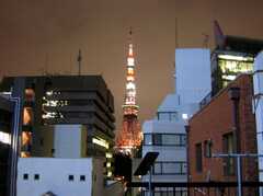 屋上から見える東京タワーその2（夜景版）。（7階）(2007-07-19,共用部,OTHER,7F)