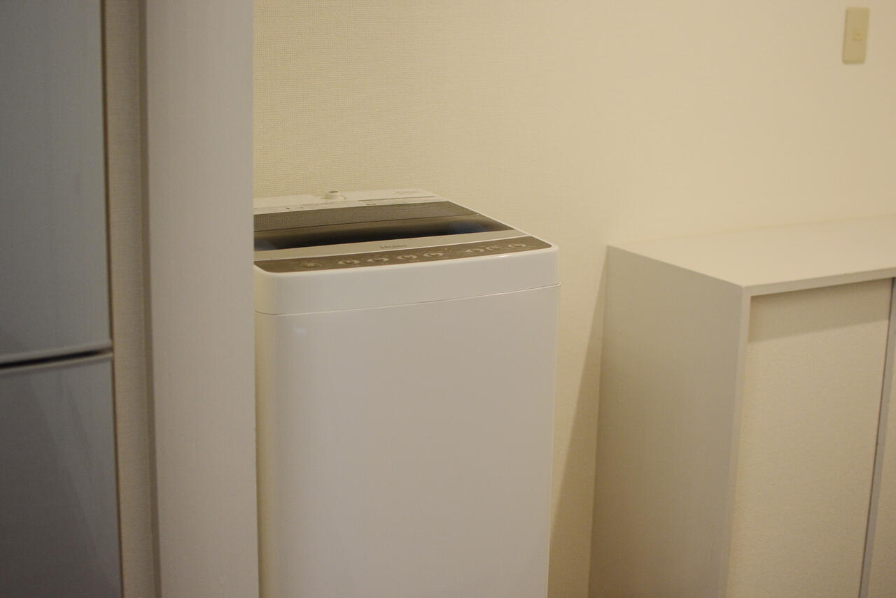 玄関の横に洗濯機が設置されています。（501号室）|5F ランドリー