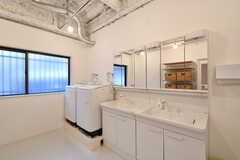 脱衣室には洗面台と洗濯機が設置されています。(2023-02-10,共用部,WASHSTAND,1F)