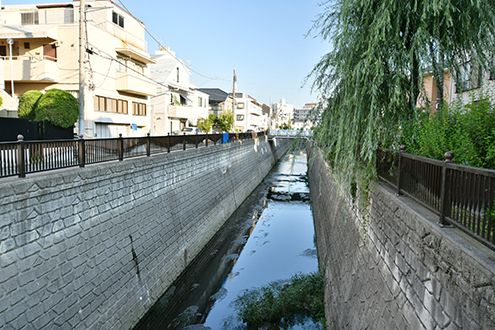 近くを流れる川の様子。|1F 周辺環境