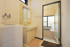 脱衣室に設置された洗面台、洗濯機の様子。(2010-06-15,共用部,LAUNDRY,1F)