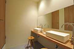 洗面室の様子。洗面台の対面にシャワールームが2室あります。(2012-10-17,共用部,OTHER,2F)