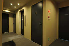 廊下の様子。フロア間の移動は基本エレベーターを使います。右奥に水まわり設備があります。(2014-04-02,共用部,OTHER,4F)
