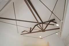 天井が高く鉄骨がむき出しです。ハンモックも吊るせます。（203号室）(2013-08-14,専有部,ROOM,2F)