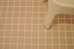 バスルームのタイルの色もピンクです。(2014-03-26,共用部,BATH,3F)