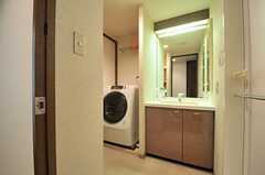 脱衣室の様子。洗面台と洗濯機が併設されています。(2014-04-05,共用部,BATH,4F)