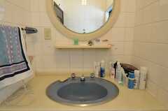 丸い洗面台と丸い鏡がどことなく可愛らしい。(2012-04-10,共用部,BATH,1F)