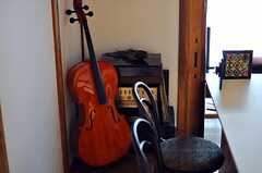 オーナーさんが以前使用していた弦楽器。音楽を嗜んでいたとのこと。(2012-08-10,共用部,LIVINGROOM,1F)