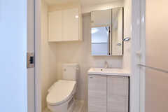 トイレと洗面台の様子。右手にシャワールームがあります。（602号室）(2022-06-14,専有部,ROOM,6F)
