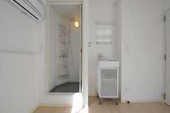 各室にシャワールームと洗面台が設置されています。（201号室）(2013-04-08,専有部,ROOM,2F)
