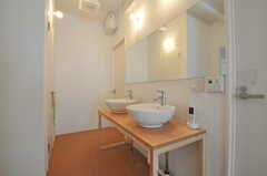 廊下の様子2。洗面台が設置されています。(2013-08-12,共用部,OTHER,2F)