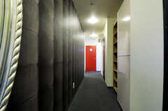 廊下の様子。立体感のある壁紙が用いられています。(2012-04-09,共用部,OTHER,2F)