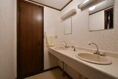 女性専用の洗面台の様子。奥がトイレです。(2022-11-03,共用部,WASHSTAND,1F)